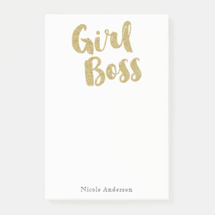 Gold GIRL BOSS Glam Modern Trendy Chic Girl Post-it Klebezettel