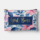 Gold Girl Boss mit Blumenmuster Bester Boss EVER Zubehörtasche (Vorderseite)