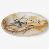 Gold Gitter High Heel 50 & Fabulous Birthday Party Pappteller (Schrägansicht)