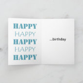 Gold Glam Aqua Blue Happy Birthday Karte (Innenseite)