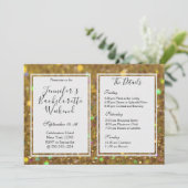 Gold Glam Bachelorette Weekend Party Einladung (Stehend Vorderseite)