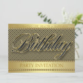 Gold Glam Bio Batik Geburtstagsparty Einladung (Stehend Vorderseite)