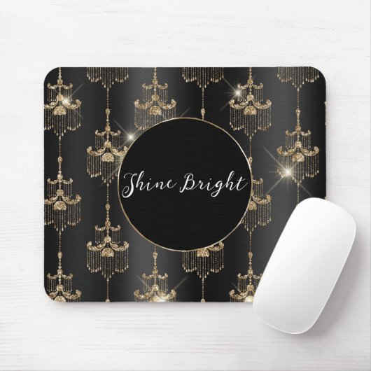 Gold Glam Black Chandeliers Mousepad (Mit Mouse)