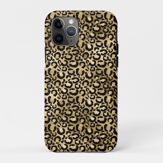 Gold Glam Black Leopard Print Case-Mate iPhone Hülle (Rückseite)