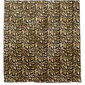 Gold Glam Black Leopard Print Duschvorhang (Vorderseite)