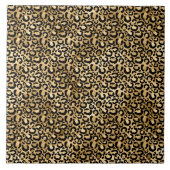 Gold Glam Black Leopard Print Fliese (Vorderseite)