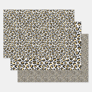 Gold Glam Black Leopard Print Geschenkpapier Set