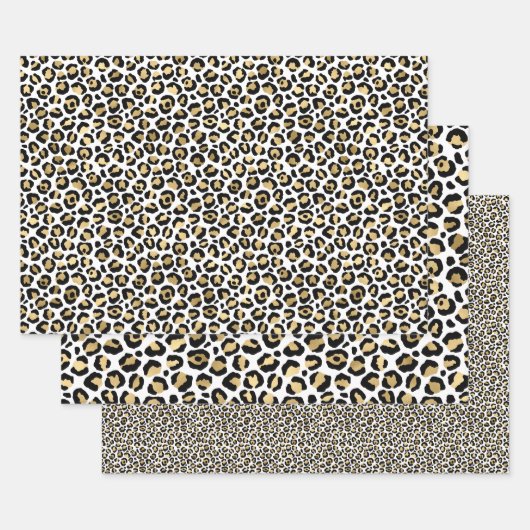 Gold Glam Black Leopard Print Geschenkpapier Set (Set)