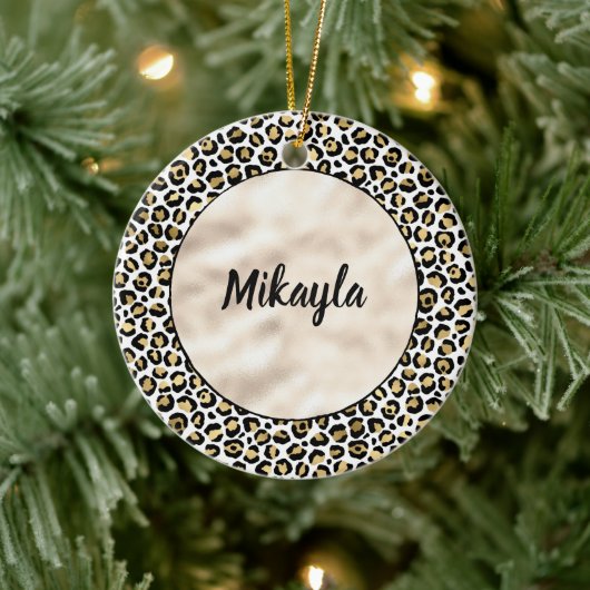 Gold Glam Black Leopard Print gleich gut Keramik Ornament (Baum)