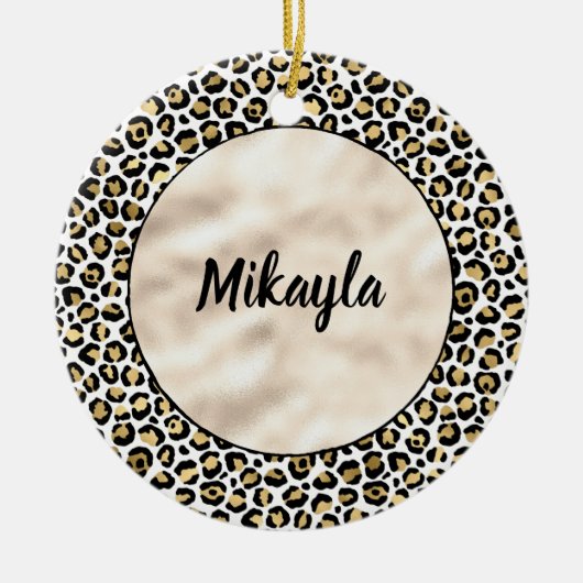 Gold Glam Black Leopard Print gleich gut Keramik Ornament (Vorne)