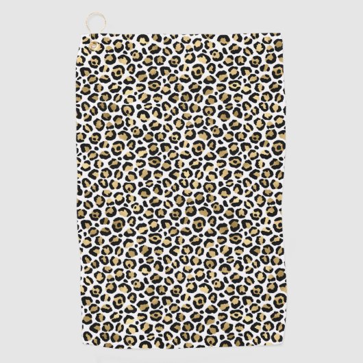 Gold Glam Black Leopard Print Golfhandtuch (Vorderseite)