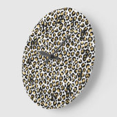 Gold Glam Black Leopard Print Große Wanduhr (Winkel)