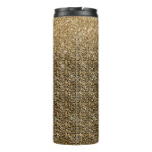 Gold Glam Black Leopard Print Imitat Glitzer Thermosbecher (Rückseite)