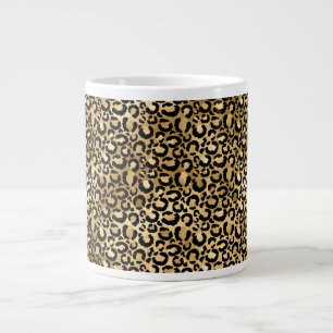 Gold Glam Black Leopard Print Jumbo-Tasse