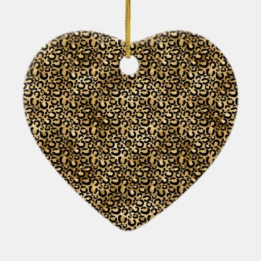 Gold Glam Black Leopard Print Keramik Ornament (Hinten)