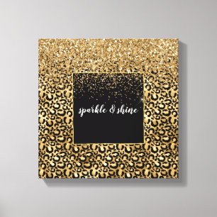 Gold Glam Black Leopard Print Leinwanddruck