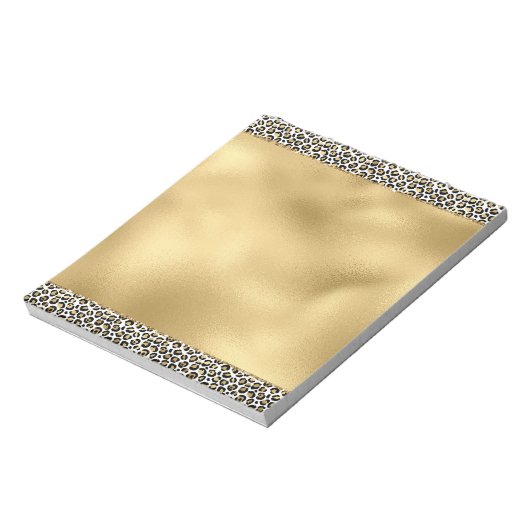 Gold Glam Black Leopard Print Notizblock (Rotiert)