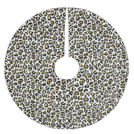 Gold Glam Black Leopard Print Polyester Weihnachtsbaumdecke