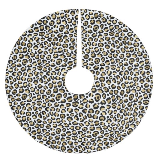 Gold Glam Black Leopard Print Polyester Weihnachtsbaumdecke (Vorderseite)