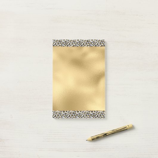 Gold Glam Black Leopard Print Post-it Klebezettel (Auf Schreibtisch)