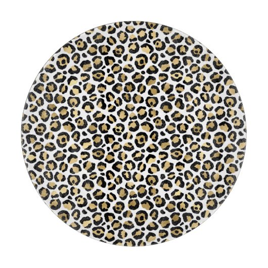 Gold Glam Black Leopard Print Schneidebrett (Vorderseite)