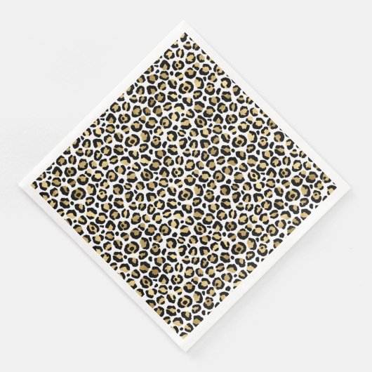Gold Glam Black Leopard Print Serviette (Ecke)