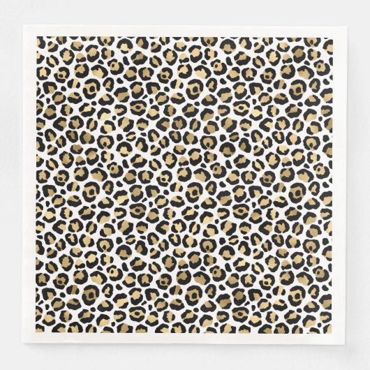 Gold Glam Black Leopard Print Serviette (Vorderseite)