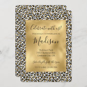 Gold Glam Black Leopard Print Sparkon Einladung (Vorne/Hinten)
