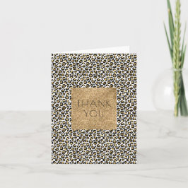 Gold Glam Black Leopard Print Vielen Dank Karte