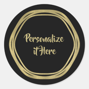 Gold Glam & Black Ringe (Jede Farbe) Modern Glam Runder Aufkleber