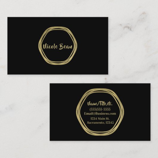 Gold Glam & Black Rings Chic Modern Glam Visitenkarte (Vorne/Hinten)