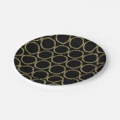 Gold Glam & Black Rings (Jegliche Farbe) Modernes Pappteller (Schrägansicht)