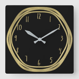 Gold Glam & Black Rings (Jegliche Farbe) Modernes Quadratische Wanduhr