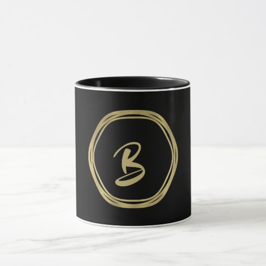Gold Glam & Black Rings (Jegliche Farbe) Modernes Tasse (Zentrum)