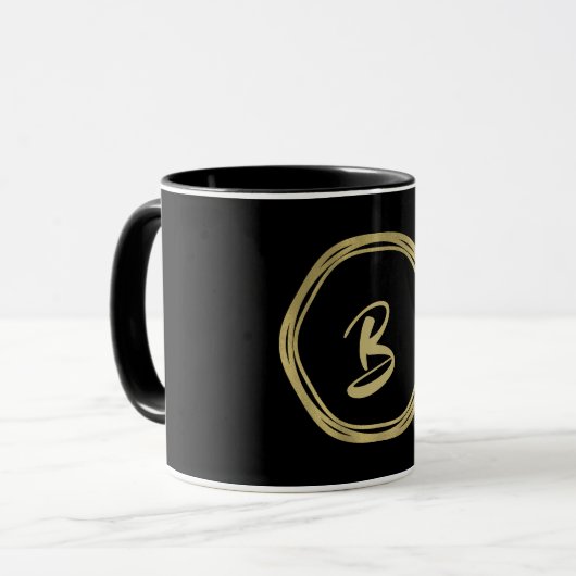 Gold Glam & Black Rings (Jegliche Farbe) Modernes  Tasse (Vorderseite Links)