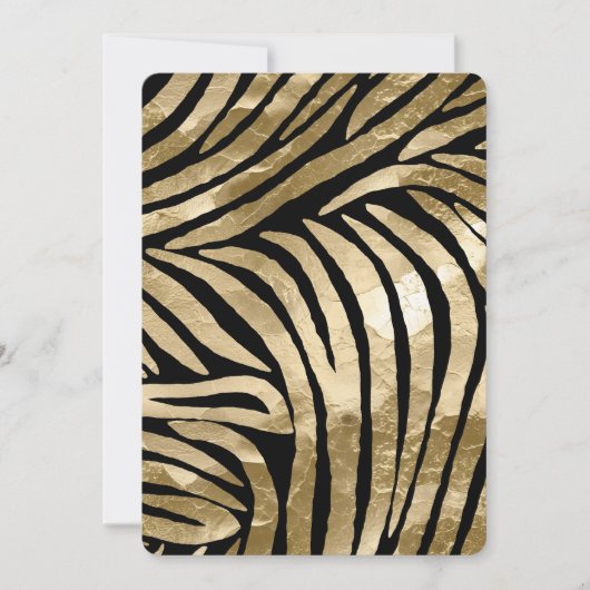 Gold Glam Black Zebra Birthday Einladung (Vorderseite)