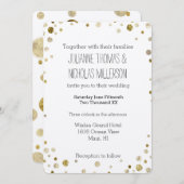 Gold Glam Bokeh Confetti Dots Wedding Einladung (Vorne/Hinten)