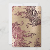 Gold Glam Burgundy Hearts Birthday Einladung (Rückseite)