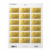 Gold Glam Class of 2014 Abschluss Address Label Adressaufkleber (Vorne)