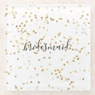 Gold Glam Confetti Bridesmaid Glasuntersetzer