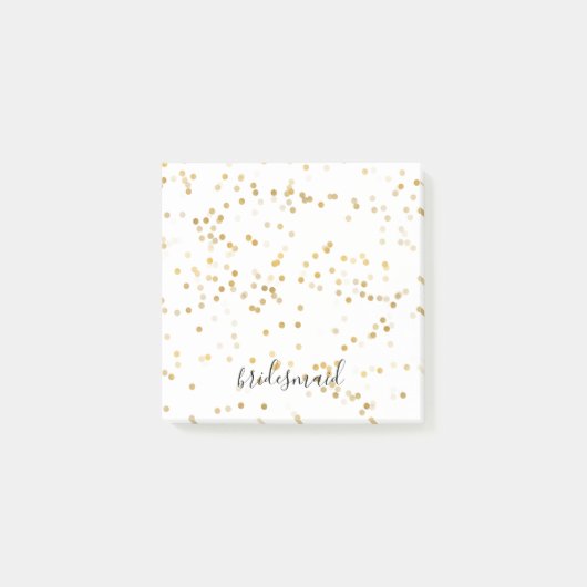 Gold Glam Confetti Bridesmaid Post-it Klebezettel (Vorderseite)