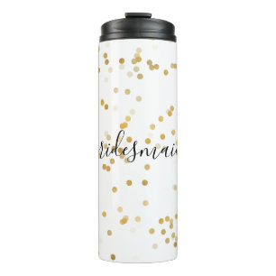 Gold Glam Confetti Bridesmaid Thermosbecher