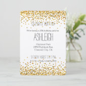 Gold Glam Confetti Dots Geburtstag Einladung (Stehend Vorderseite)
