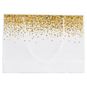 Gold Glam Confetti Dots Große Geschenktüte (Rückseite)