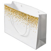 Gold Glam Confetti Dots Große Geschenktüte (Rückseite Schrägansicht)