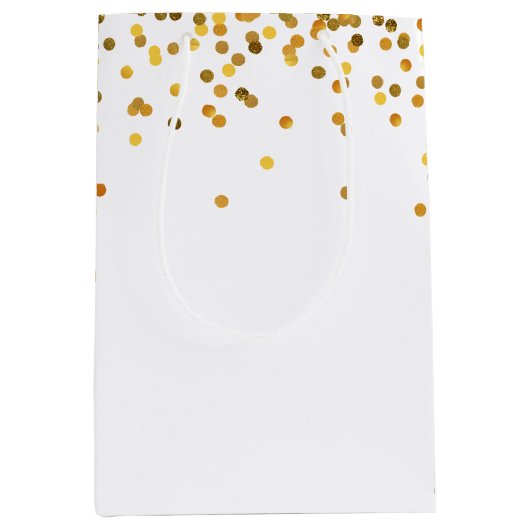 Gold Glam Confetti Dots Mittlere Geschenktüte (Vorderseite)