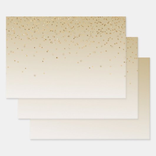 Gold Glam Confetti Ombre Geschenkpapier Set (Set)