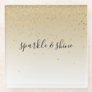 Gold Glam Confetti Ombre Glasuntersetzer