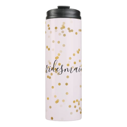 Gold Glam Confetti Personalized Thermosbecher (Vorderseite)