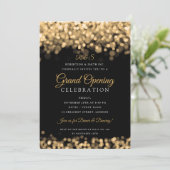 Gold Glam Corporate Grand Opening Monogram Einladung (Stehend Vorderseite)